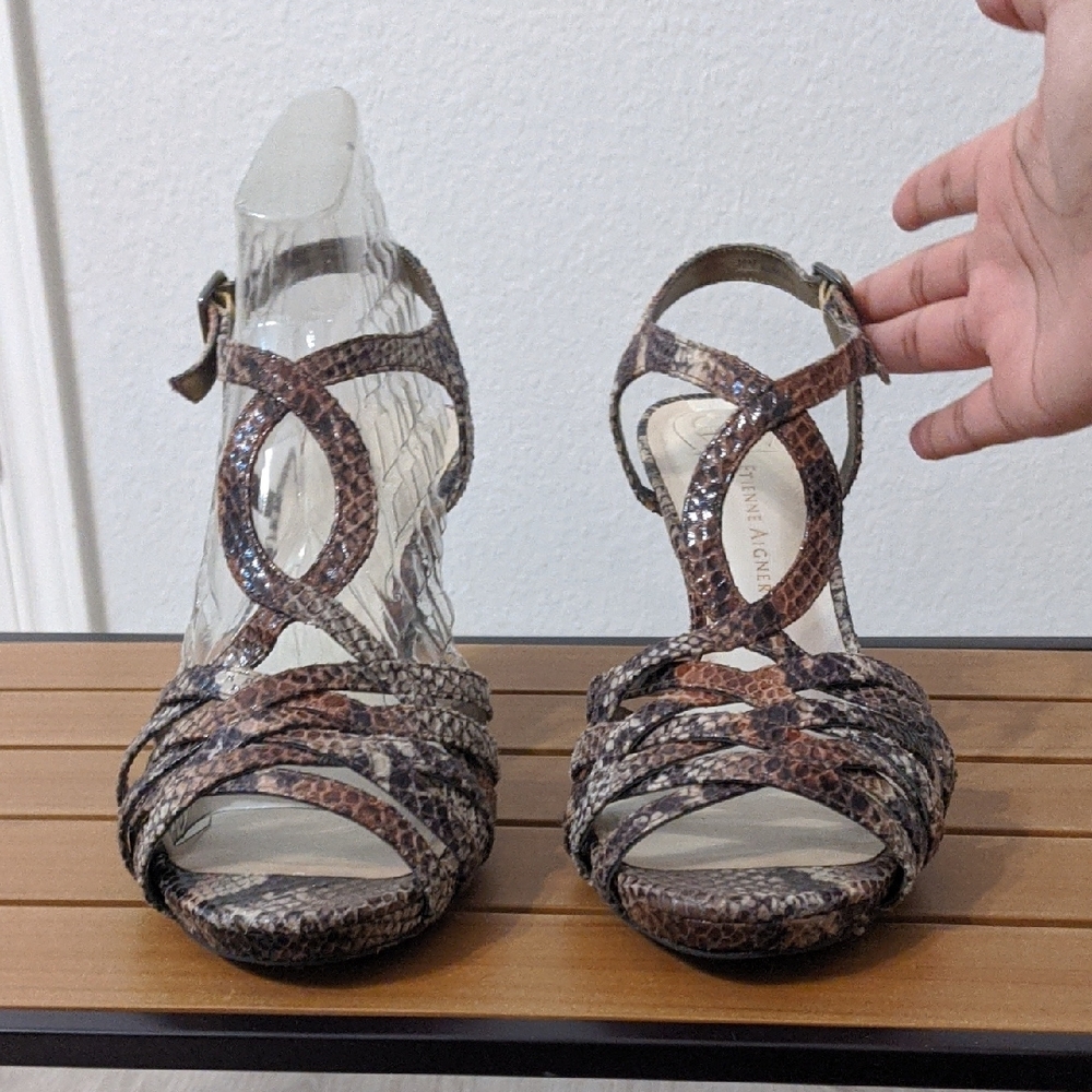 Etienne Aigner Brown Textured Heels